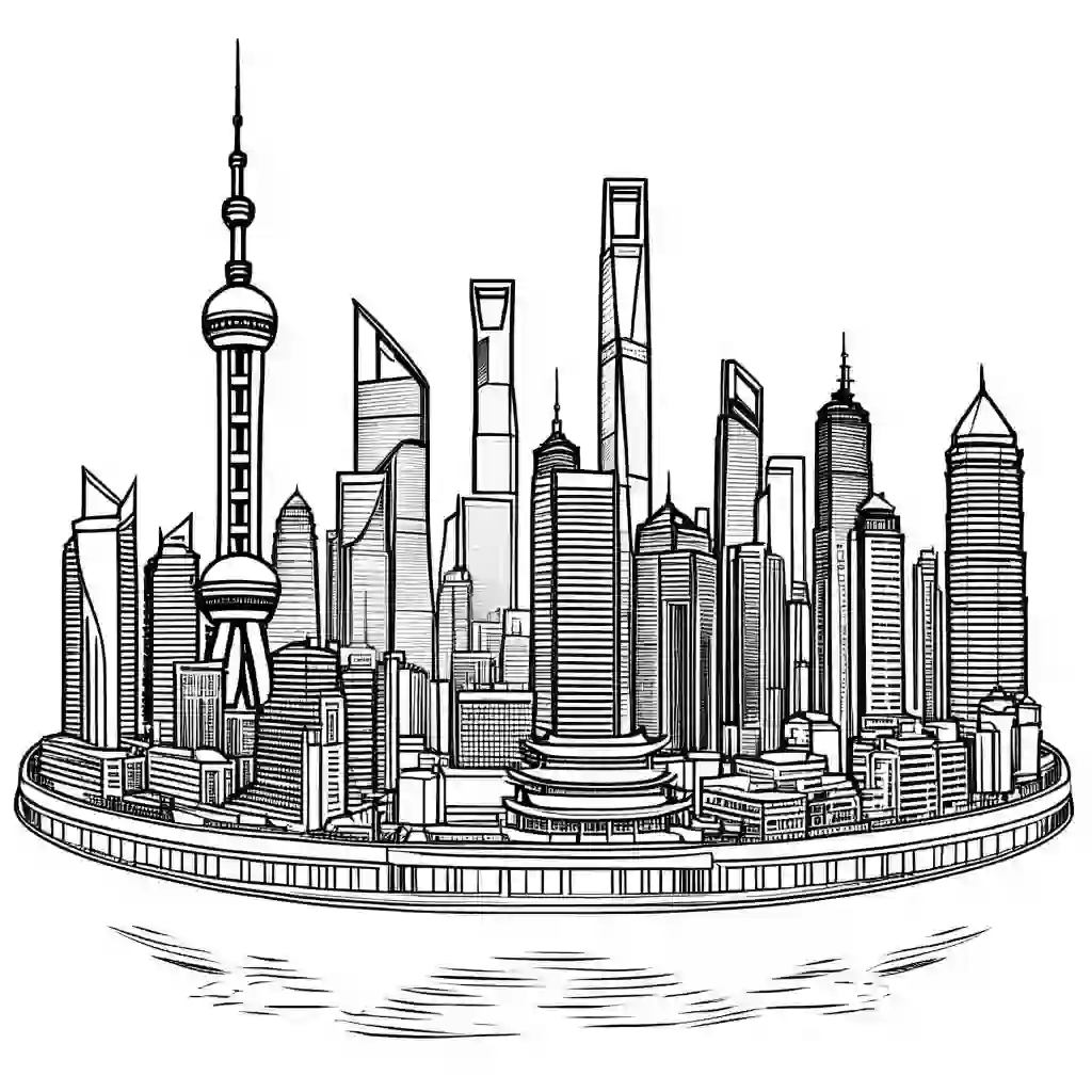 Shanghai Skyline coloring pages